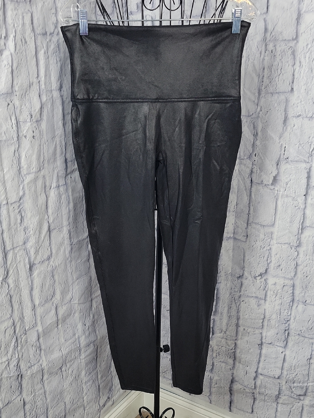 Spanx Faux Leather Leggings Black High Rise Shaping Pants 1X/TG‎